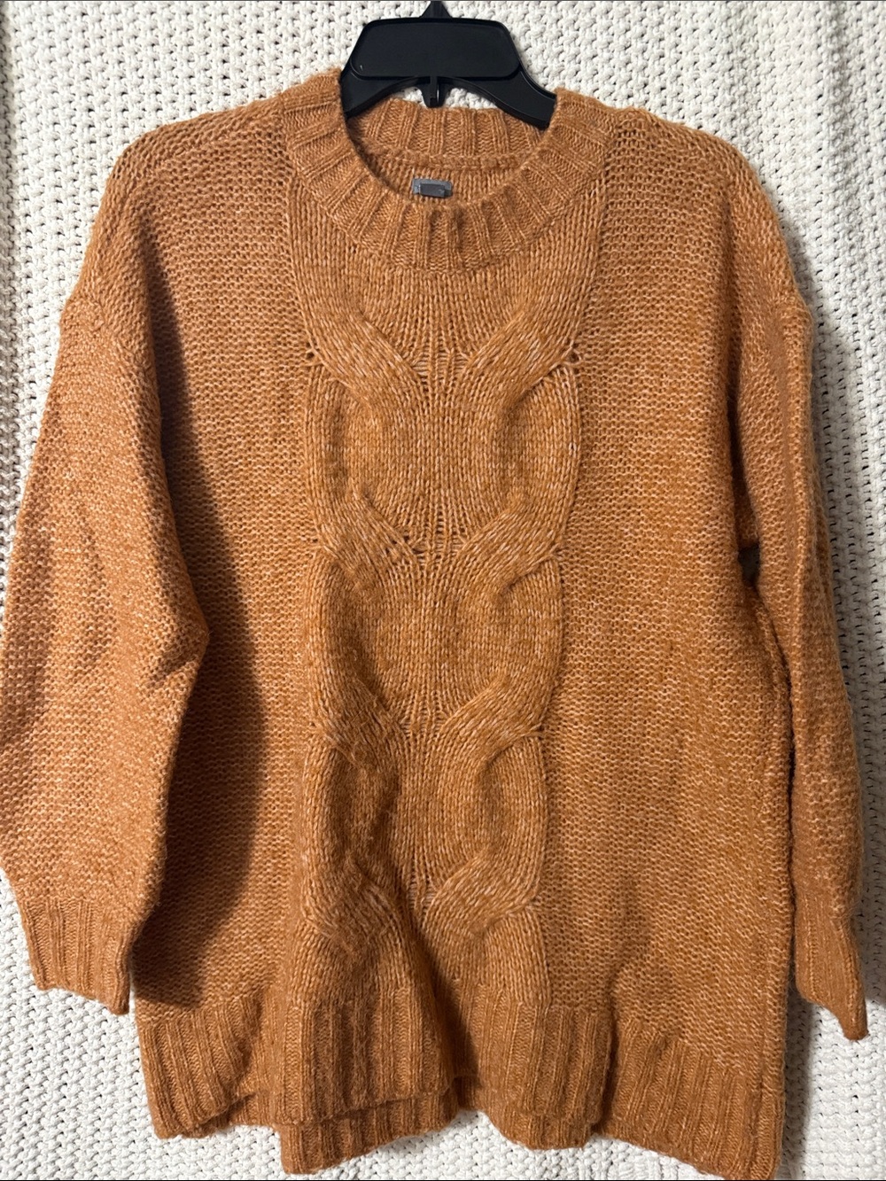 Aeropostale Cable Knit Crewneck Sweater in Rust Orange